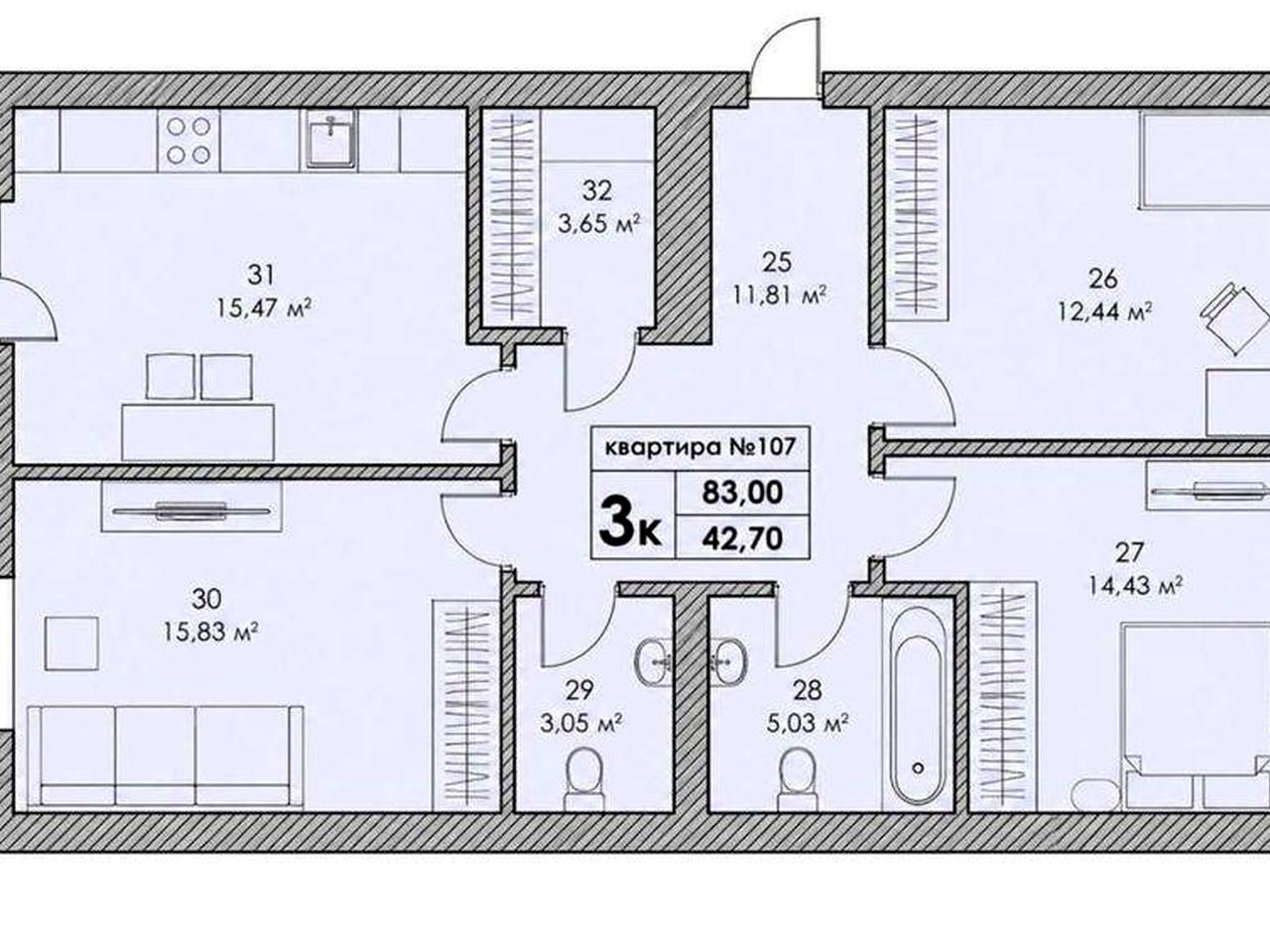 Продаж 3 кімн квартири 83 м2 ЖК Park Residence від забудовника без комісій 3 черга ЖК Park Residence
