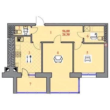 2-кімнатна квартира 56м² у новобудові ЖК Шептицького
