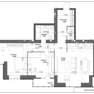 2х кімнатна квартира 3 поверх 106 м2 ЖК Оазис