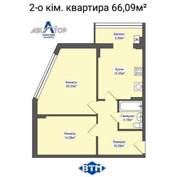2-о кімнатна квартира від надійного забудовника ЖК Авіатор