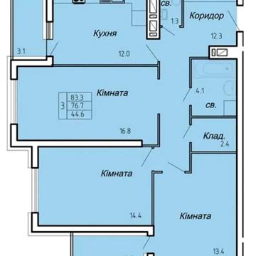 Продаж 3к квартири 83 кв. м на вул. Полковника Данила Нечая