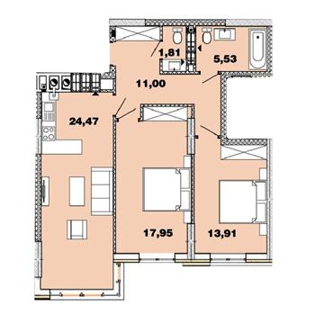 Квартира 2к crystal avenue ЖК Crystal avenue