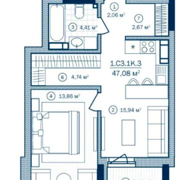 ЖК Rusaniv Residence Переуступка-Продаж 1-к квартири 47,08 кв.м ЖК Rusaniv Residence