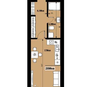 Квартира студія 28 м2 жк "Comfort House" ЖК Comfort House