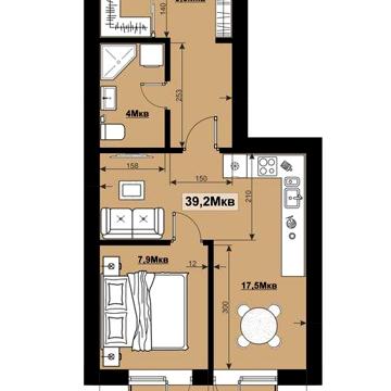 Однокімнатна квартира 39.2 м2 з видовим балконом жк "Comfort House" ЖК Comfort House