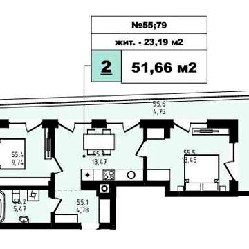 Продаж 2 кім.квартири з терасою в новобудові Чорновола 10, Городок