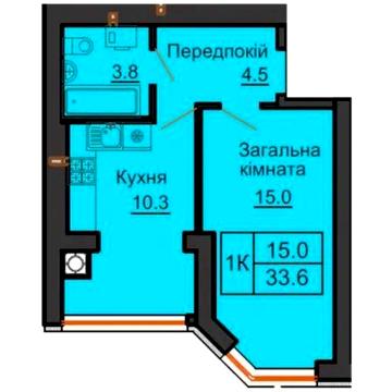 Продаж однокімнатної квартири 34 м2 в ЖК Софія Нова
