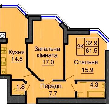 2к квартиру 63 м2  в зданому будинку жк Софія Резиденс є Оселя ЖК Резиденція