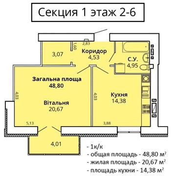 Продажа однокомнатная квартира новострой 2024 г. Премьер Хаус