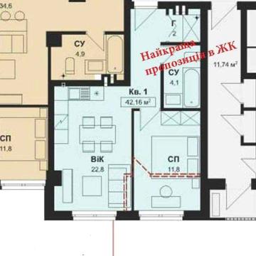 Лучшее предложение ЖК AVRORA 1к кв 42,16 м 2 эт пер. Макаревского 1Б ЖК AVRORA