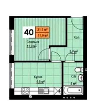 єОселя! Однокімнатна квартира, 33 м2. КБ "Моя Баварія"