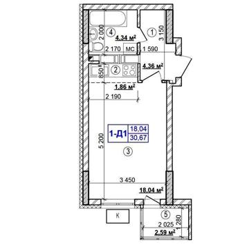 Продаж 1-к квартири 30.67 м² в ЖК "Оберіг-2", будинок 3 ЖК &quot;Оберіг-2&quot;