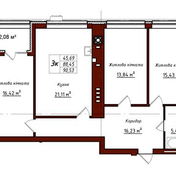Трикімнатна квартира в ЖК "ART HOUSE" ЖК  &quot;ART HOUSE&quot;