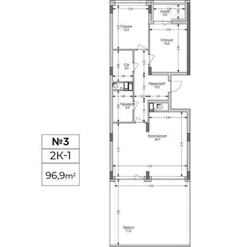 Велика 2К-квартира з власною терасою (97 м2). Центр
