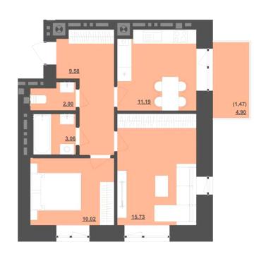 Продаж(Єоселя)2-кімнатної квартири 53 м2 Пустомити (9 км.від Львова) ЖК Садова Алея