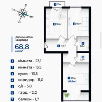 2 Кімнатна простора квартира! ЖК Моложідний