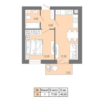 Продаж 1-кім. квартири 40,09 кв.м (готова) м.Пустомити (Львів за 9 км) ЖК Панорама