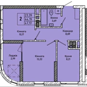 Продаж 2 кім новобуд 49500