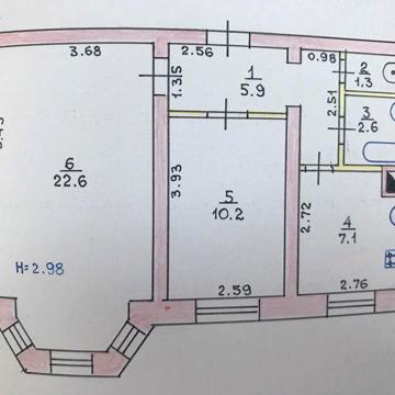 Сталинка 2-х комнатная, 8-я гор. больница