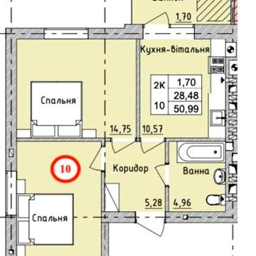 Продаж двокімнатної квартири Ірпінь 50м2 ЖК Бургундія