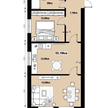 Двокімнатна квартира 55.1 м2 з балконом жк "Comfort House" ЖК Comfort House