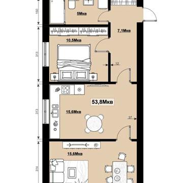 Двокімнатна квартира 53.8 м2 жк "Comfort House" ЖК Comfort House