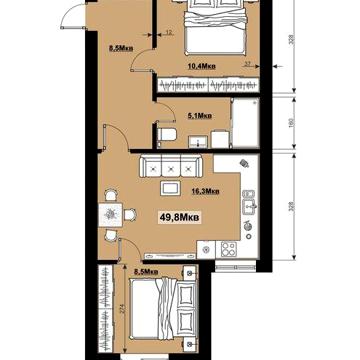 Двокімнатна квартира 49.8 м2 з балконом жк "Comfort House" ЖК Comfort House