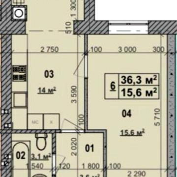 Продаж 1 к. квартири 36.3 м2 Ходосовка МаНуфактура, МегаМаркет