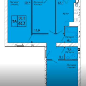 Продаж 3 кім.кв. 90 м.кв. ЖК Рів‘єра.