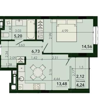 Сонячна 1к квартира 42 мкв вул. Тролейбусна - Героїв Крут ЖК Svoї City