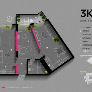 2-кімнатна, кухня-студія ЖК "Family Plaza"(здана, ЄОселя. постанови) ЖК Family Plaza