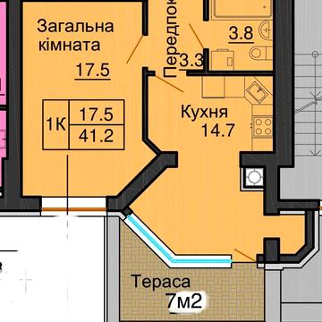 1 к кв. з терасою 7 м2 від забудовника Мартинова А.М. ЖК Софія Клубний ЖК Софія Клубний