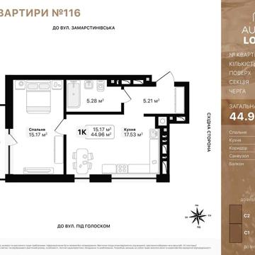 1-кімнатна квартира від забудовника. ЖК Auroom Lounge