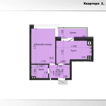 Простора однокімнатна квартира в ЖК "Новий Проспект" 41,18м2 ЖК Новий Проспект