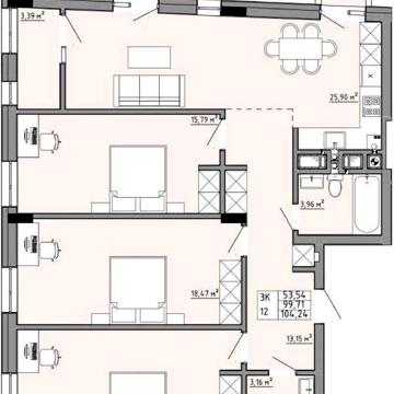 Продаж 3 кім. кв , 104 м2 , ЖК Family House , вул.П.Орлика 4 ЖК Family House