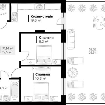 Продаж 2 кім. квартири ЖК HYGGE lux Пасічна 71.14 м2 ЖК HYGGE lux