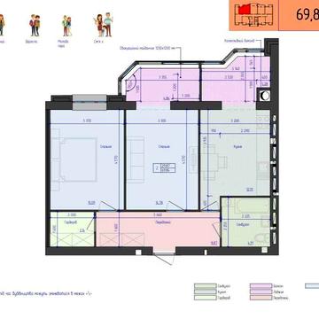 Двокімнатна квартира 73.90 м2, ЖК Атлант ЖК Атлант