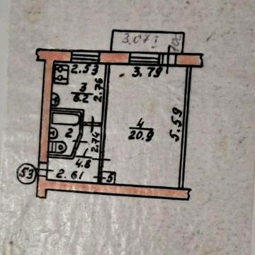 Продаж 1 к квартира 36 м2 на 2 поверсі по вулиці Одінцова 14