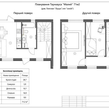 Таунхаус в селі Струмівка 71 м2