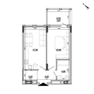 Продаж 1 кім. квартира 45,67 м2, ЖК Hyde Park, м. Львів ЖК Hyde Park