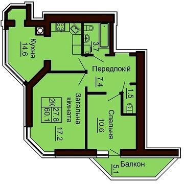 ЖК Софія 2-кім 62 кв.м Заселений будинк,мінімальне оформлення ЖК СОФІЯ від Мартинова
