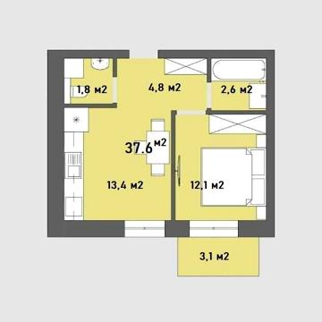 1кім кв. поруч з ЦЕНТРОМ. Кухня студія та Балкон. ЗАБУДОВНИК