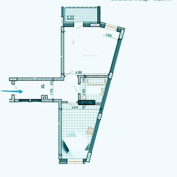 1-кімнатна, як 2-кімнатна: 57м²  Двостороння