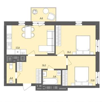 Продаж (єОселя) 2-кімнатної квартири 63,9 кв. в центрі м. Сокаль ЖК Центральний