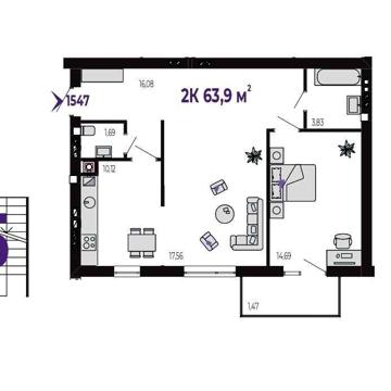 ПРОДАЖ 2-кімнатна з терасою ЖК Долішній, 880$/кв.м ЖК Долішній