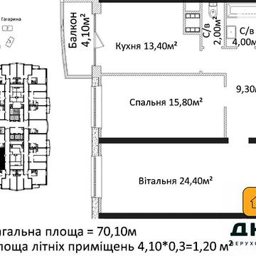 Продаж 1к Квартира Гагаріна проспект ЖК Четыре сезона