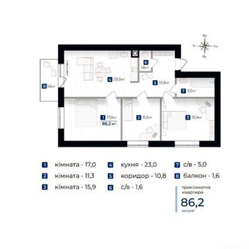 3-кім квартира в затишному малоповерховому ЖК Європейського типу.