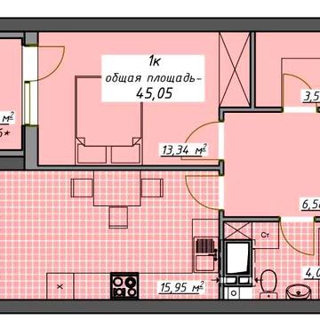 ЖК Атмосфера 1 к квартира 45 кв.м. без комиссии