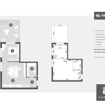 Квартира 42,99м2 з власним двориком від офіційного забудовника ЖК Sanville Park