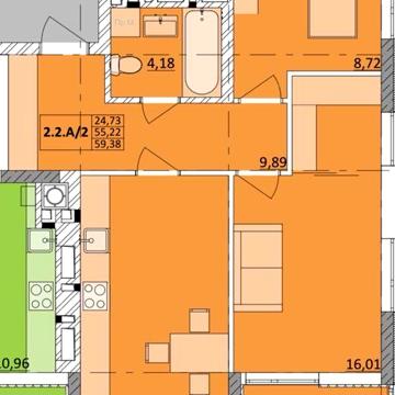 Продаж  квартири 59,8 кв.м в новому будинку з індивідуальним опаленням ЖК Обухівський ключ
